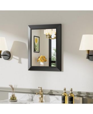 Bathroom Mirror, 20" x 16" Inch Thick Metal Framed Wall Mirrors for Bedroom, Rectangle Wall-Mounted Mirrors in Black(Horizontal/Vertical)