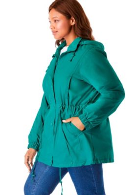 Plus Size Fleece-Lined Taslon Anorak