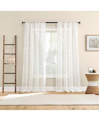 Rivalie Embroidered Medallion Sheer Rod Pocket Curtain Panel