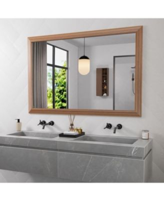 Bathroom Mirror, 50" x 30" Inch Thick Metal Framed Wall Mirrors for Over Sink, Bedroom, Living Room, Entryway, Rectangle Wall-Mounted Mirrors in Black(Horizontal/Vertical)