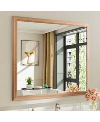 Bathroom Mirror, 55" x 30" Inch Thick Metal Framed Wall Mirrors for Over Sink, Bedroom, Living Room, Entryway, Rectangle Wall-Mounted Mirrors in Dark Brown(Horizontal/Vertical)
