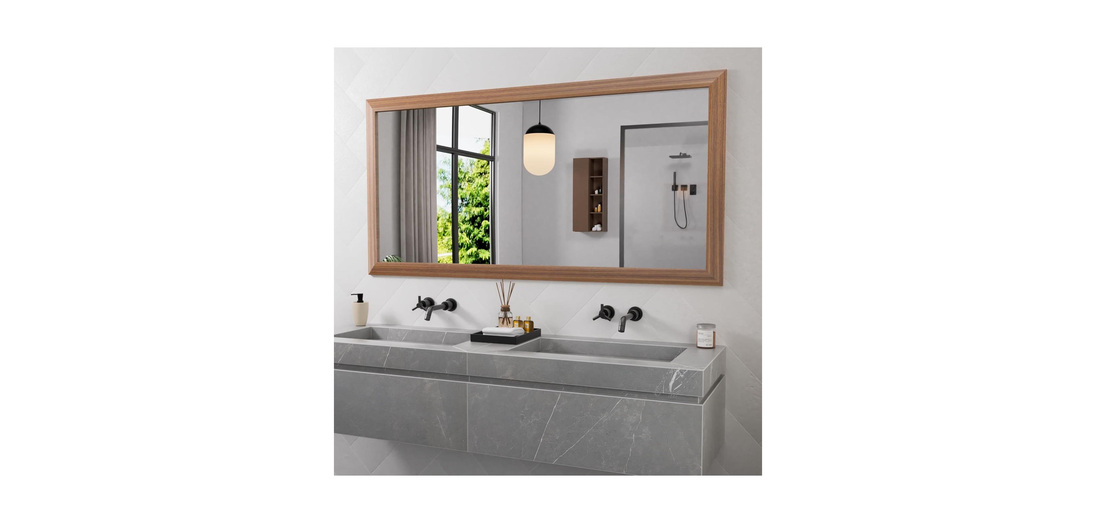 Amorho Bathroom Mirror, 60" x 30" Inch Thick Metal Framed Wall Mirrors for Over Sink, Bedroom, Living Room, Entryway, Rectangle Wall-Mounted