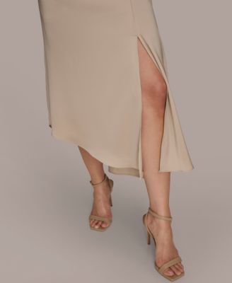 Women's Satin High Neck Midi Dress