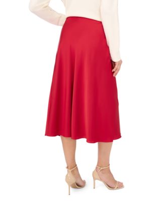 Women's A-line Side-Zip Satin Midi Skirt
