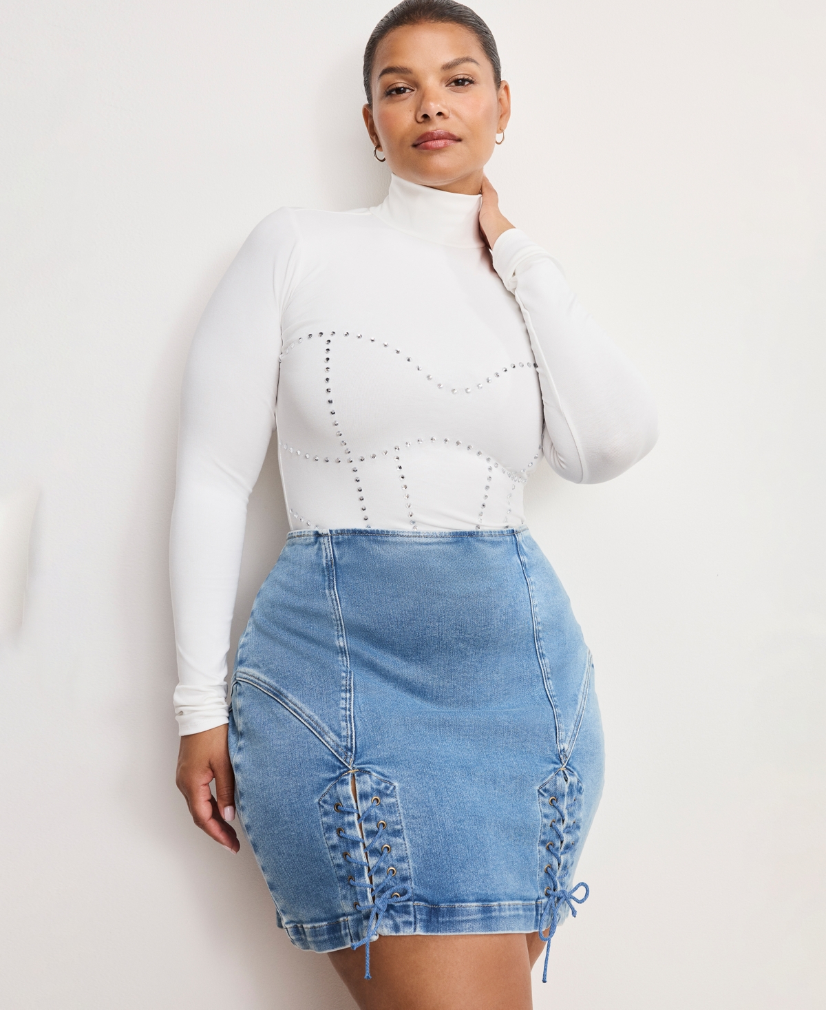 Good American Women's Dolly Joleans Crystal Corset Bodysuit Thong, Regular & Plus Size In White
