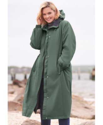 Plus Size Long Hooded Taslon Jacket