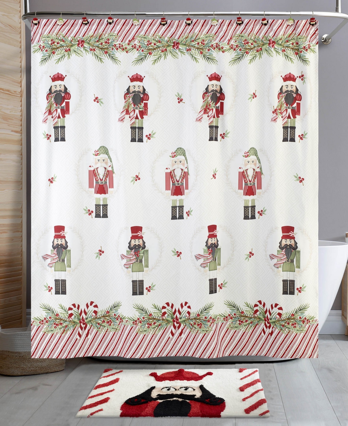 Avanti Peppermint Nutcracker Polyester Shower Curtain, 72" x 72"