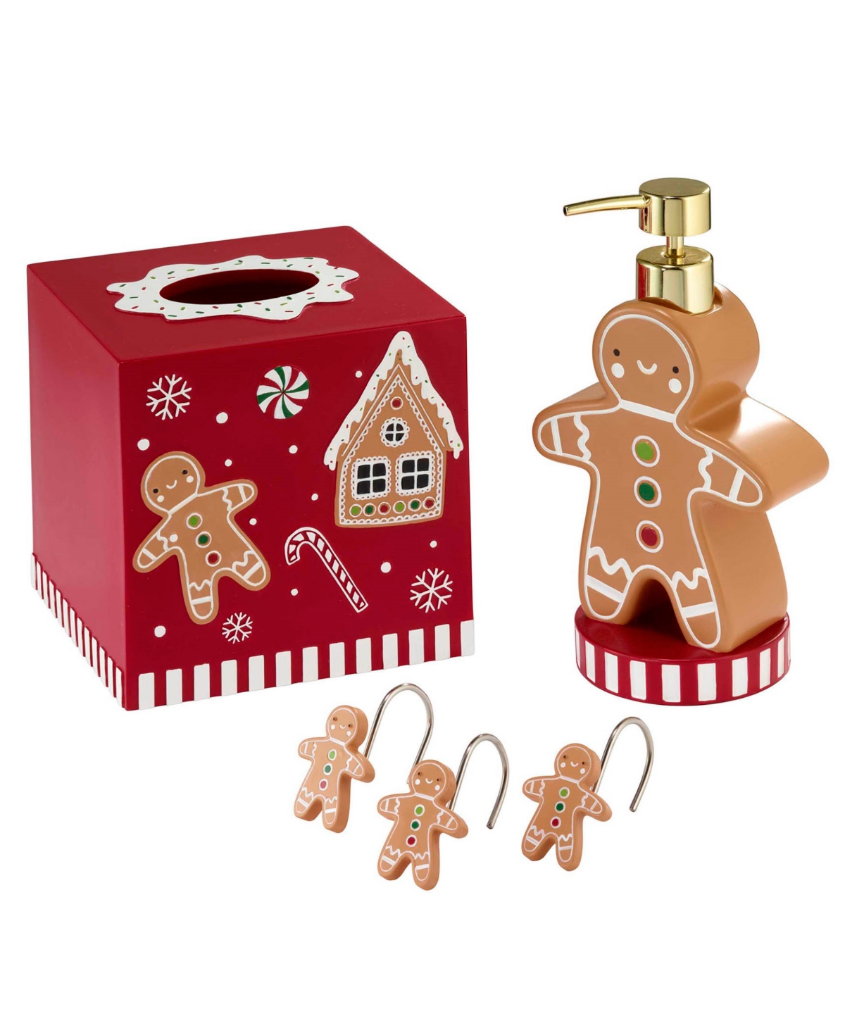 Avanti Gingerbread Man Resin Tissue Cover In Red