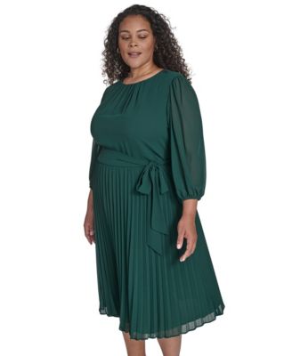 Plus Size Ballon Sleeve Midi Dress