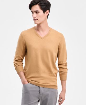 Men's Solid V-Neck Cotton Sweater