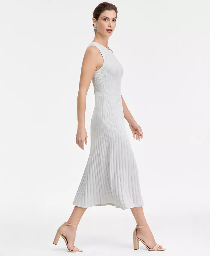 Women's Sleeveless Metallic Sweater Dress - thumbnail 9