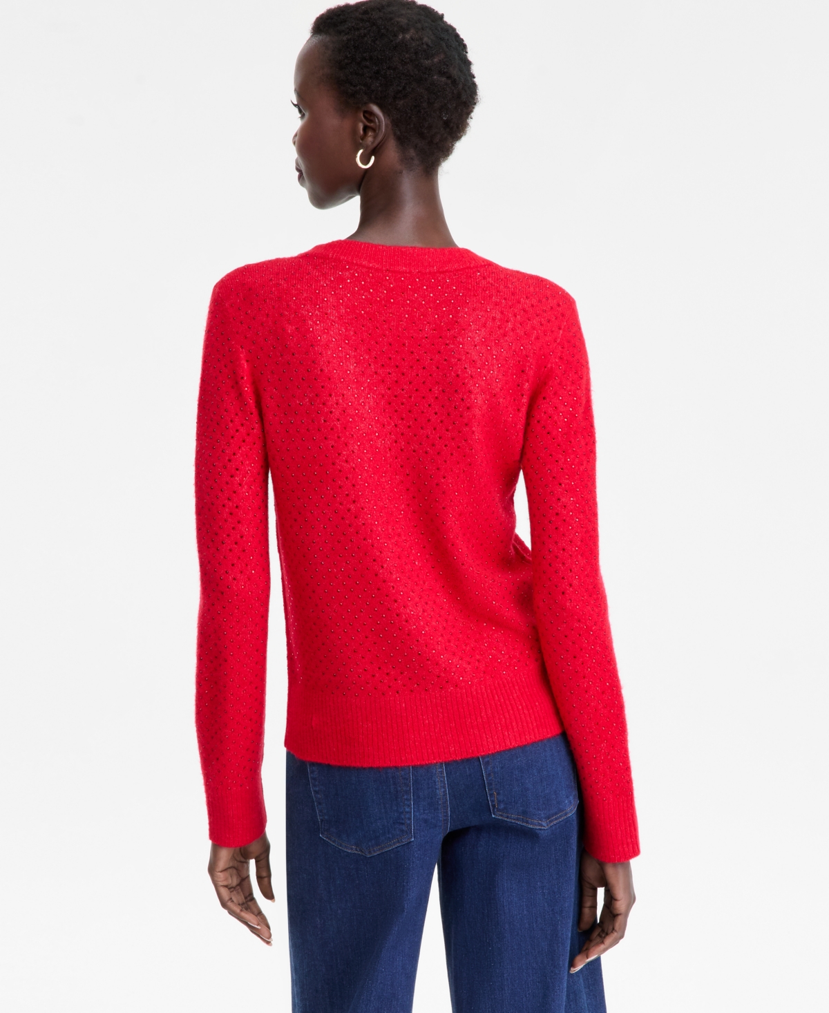 I.n.c. International Concepts Women's Rhinestone Embellished Sweater, Macy's Exclusive