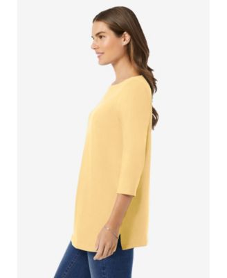 Plus Size Perfect Three-Quarter Sleeve Boatneck Tee