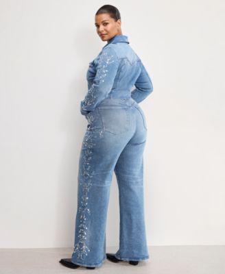 Women's Dolly Joleans Crystal Wide Leg Jeans, Regular & Plus Size