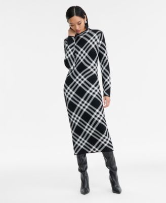 I.N.C. International Concepts - Women's Plaid Knit Midi Dress