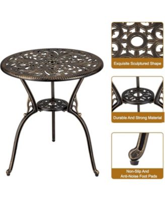 Patio Bistro Sets 3 Piece Outdoor Cast Aluminum Patio Bistro Set, Patio Table and Chairs Set of 2 with Umbrella Hole for Yard, Garden, Balcony, Poolside, Antique Bronze