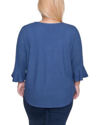 Plus Size 3/4 Bell Sleeve Top