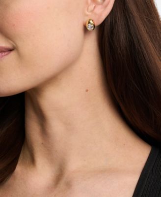 Oval Stone Stud Earrings