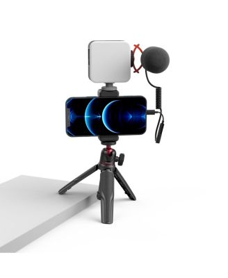 simorr Vigor VK-50 Vlog Tripod Kit with Vibe P96 Video LED Light, Wave S1 Lite Microphone