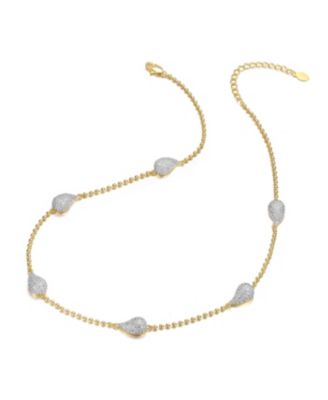 Two-Toned with Clear Cubic Zirconia Station Necklace