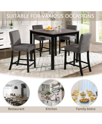 5 Piece Counter Height Table Set with 4 Chairs for Kitchen or Dining Room