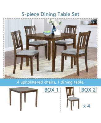 5 Piece Wooden Dining Table Set with 4 Chairs for Kitchen or Dining Room