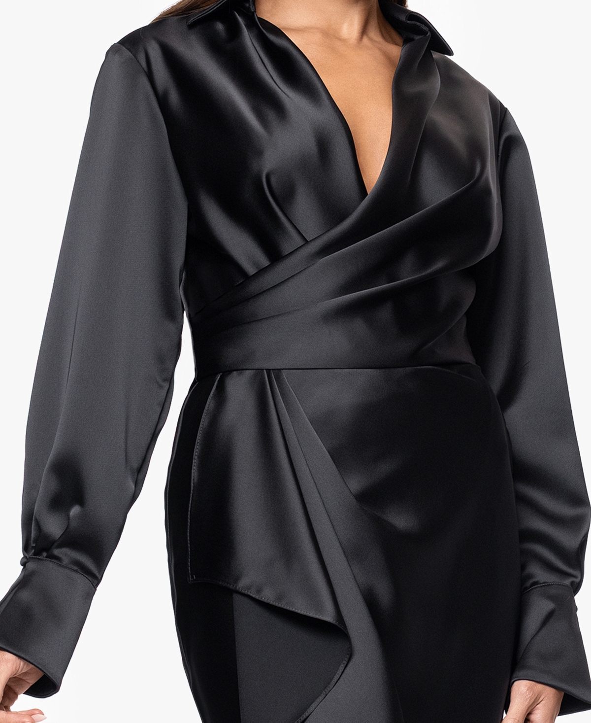 Xscape Women's Long Sleeve Midi Dress In Black