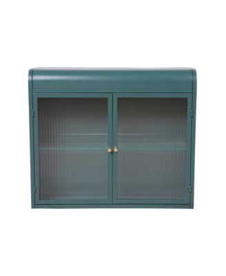 2-Door Wall-Mounted Metal Cabinet Tempered Glass Shelves