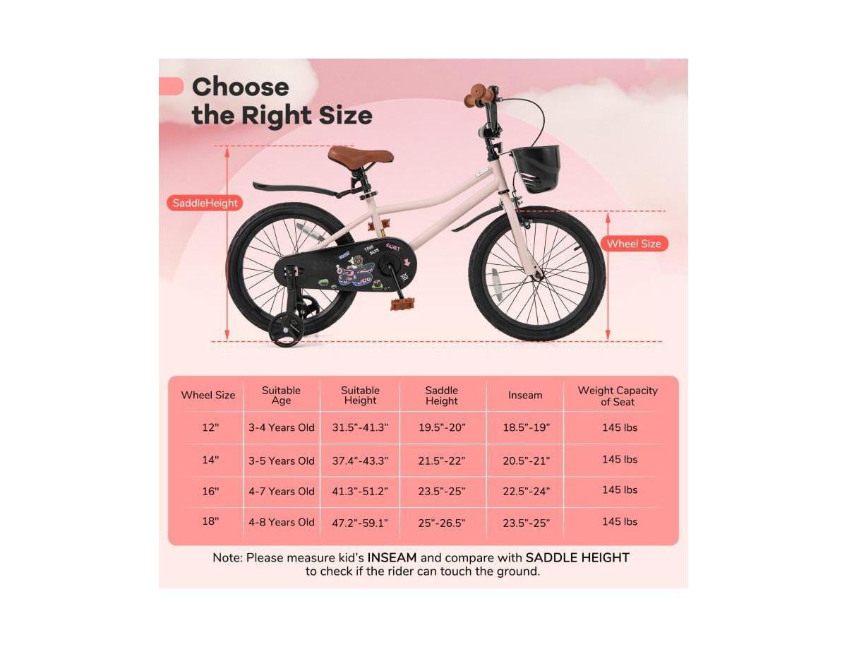18-Inch Kids Bike with Basket & Adjustable Handlebar