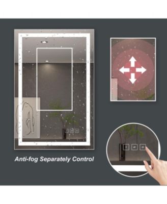 24 x 36 inch LED Lighted Bathroom Mirror, Wall Mounted Dimmable Makeup Vanity Mirror, Tempered Glass Anti-Fog Mirror, 3-Color Adjustable Warm/Natural/White Light, Horizonal & Vertical, ETL Listed