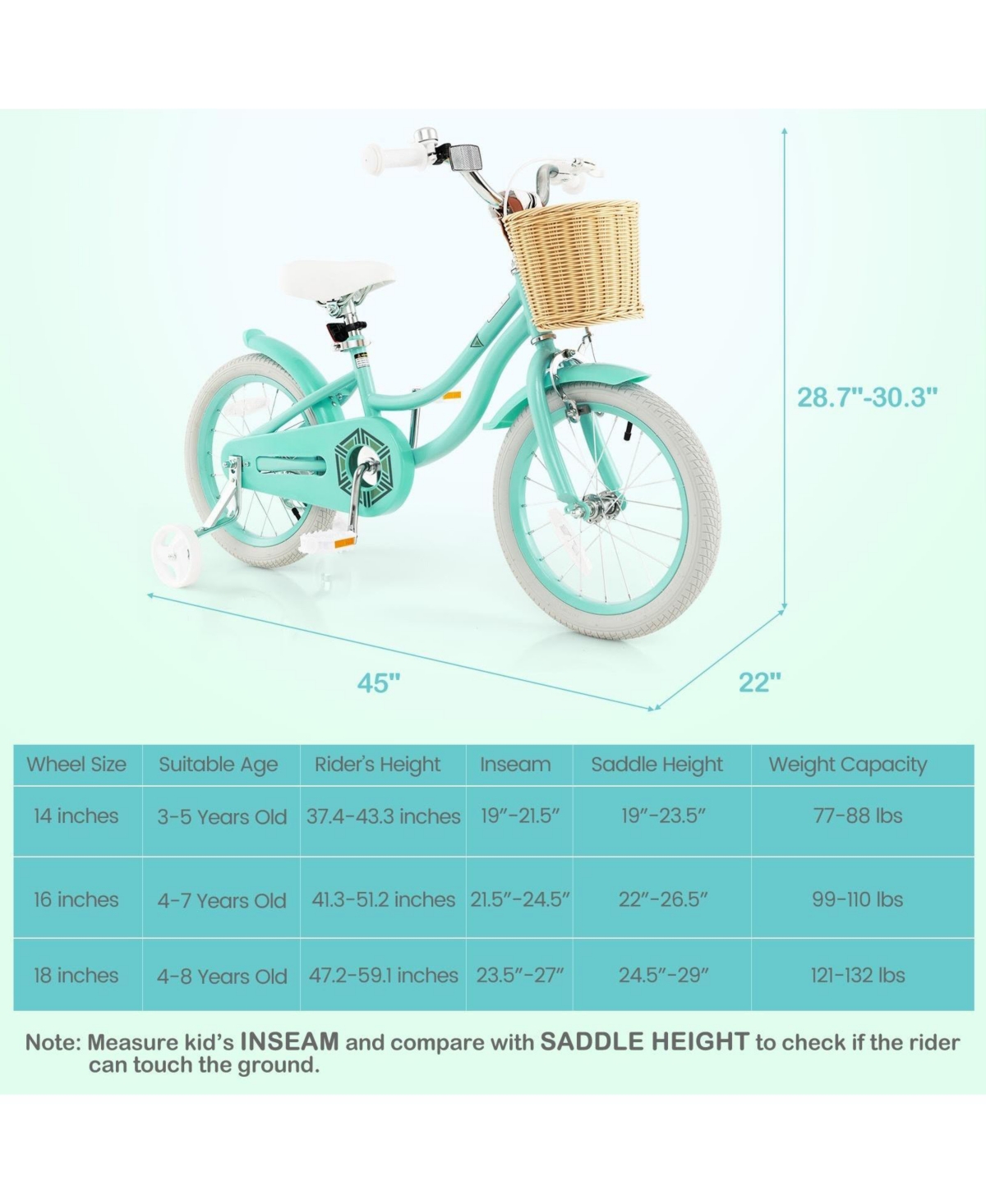 16-Inch Kids Bike with Training Wheels & Adjustable Handlebar – Green
