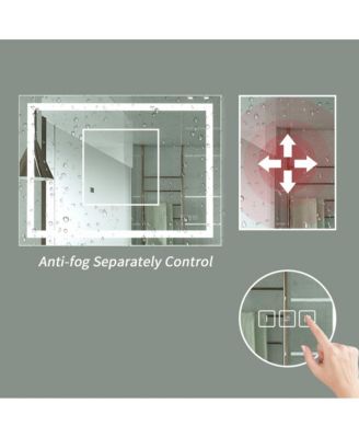 40 x 32 inch LED Lighted Bathroom Mirror, Wall Mounted Dimmable Makeup Vanity Mirror, Tempered Glass Anti-Fog Mirror, 3-Color Adjustable Warm/Natural/White Light, Horizonal & Vertical, ETL Listed