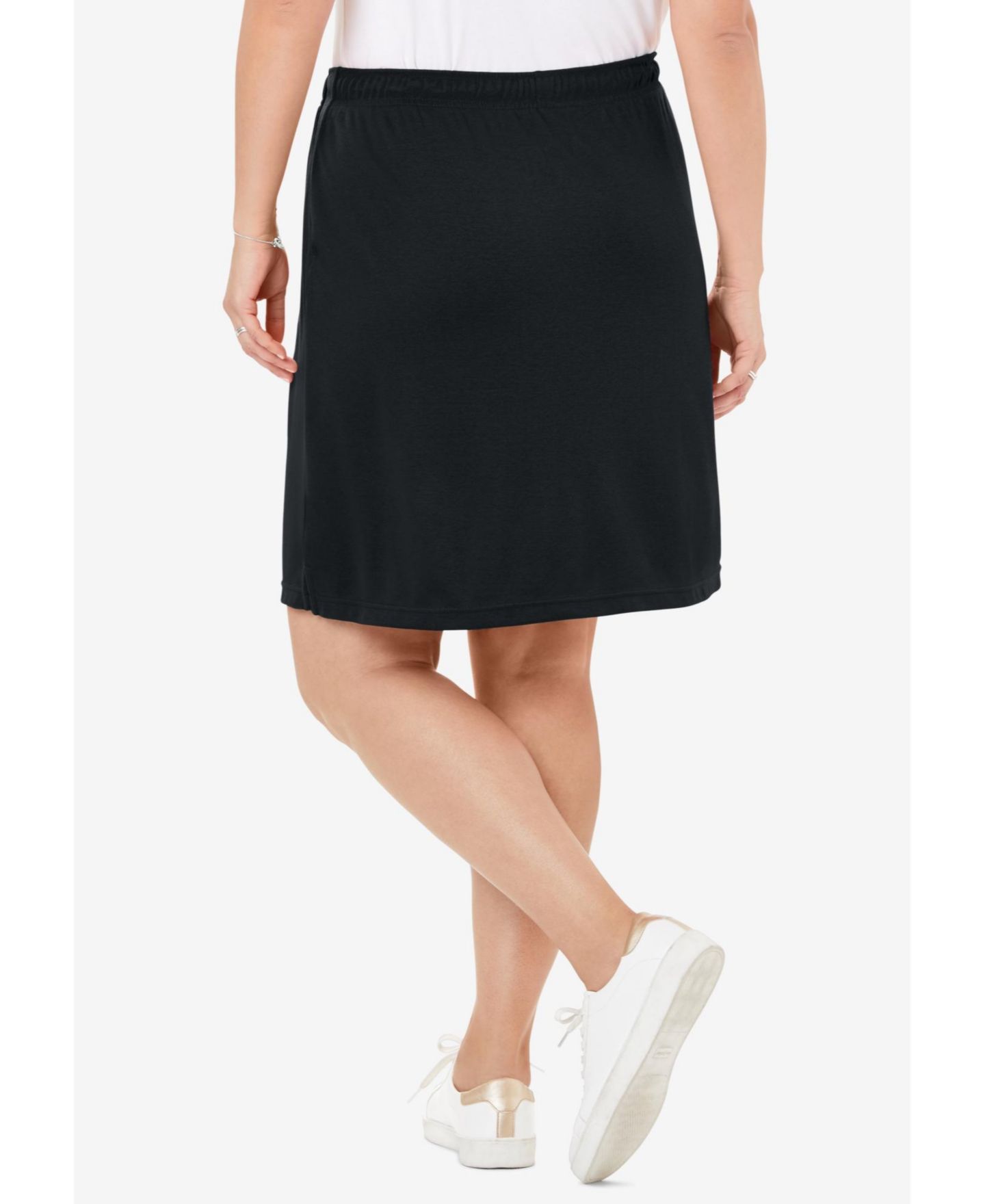 Женская юбка-шорты Woman Within Plus Size Within Sport Knit Skort, цвет: Чёрный — фото 2