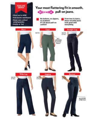 Women's Within Straight Leg Fineline Pull-On Stretch Denim Jeans