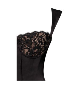 Women's Freddie Black Lace Satin Maxi Corset Dress