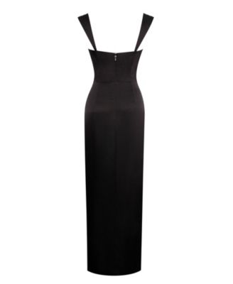 Women's Freddie Black Lace Satin Maxi Corset Dress