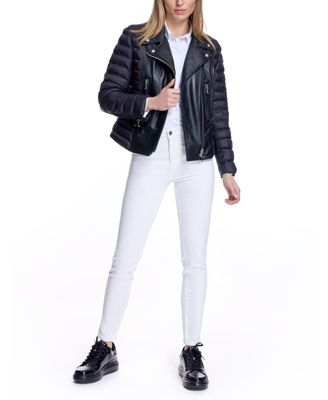 Women's Leather Puffer Jacket