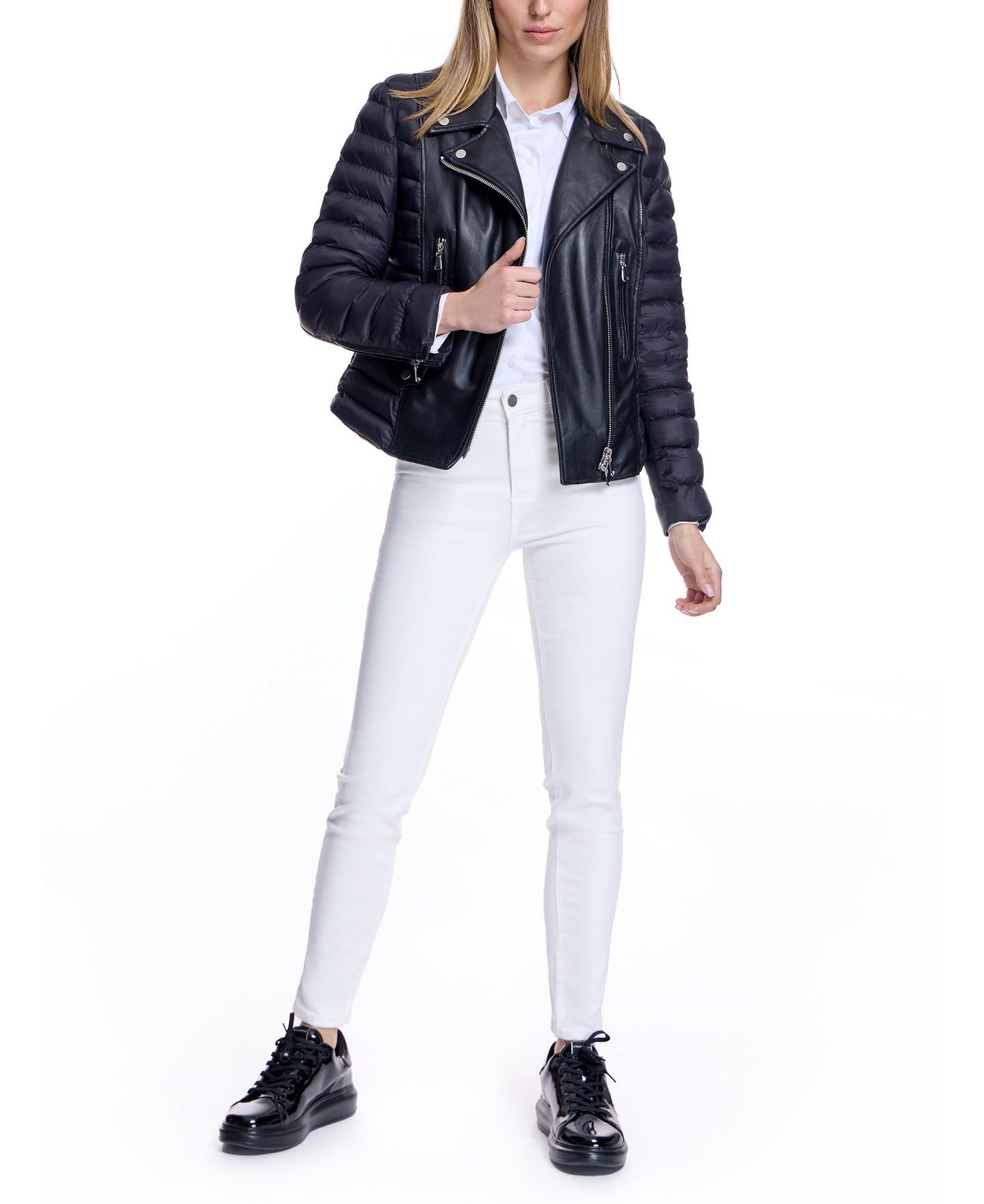 Женская куртка Julia & Stella By Maximilian Leather Puffer, цвет: Чёрный — фото 4