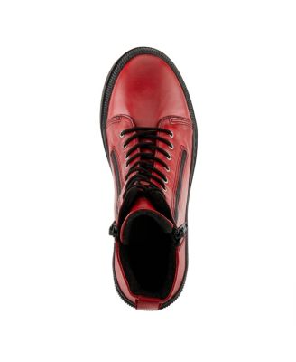 Hoylein Leather Combat-Style Boot with Double Zippers and Removable Insole