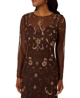Petite Beaded Long Sleeve Dress