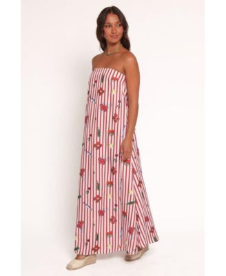 Women's Soph Strapless Maxi Dress - Red Picnic Stripe