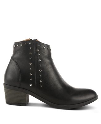 Wildwest Leather Western Bootie with Studded Detail and Inside Zipper