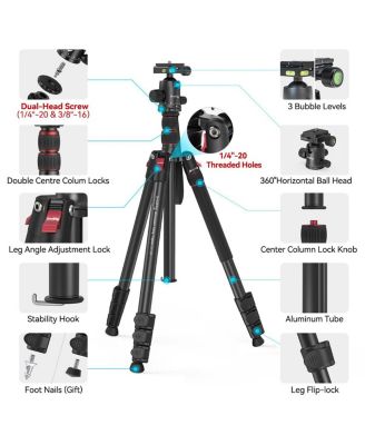 CT-20 4-Section Aluminum Tripod/Monopod with Ball Head, Black