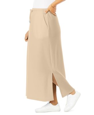 Plus Size Sport Knit Side-Slit Skirt