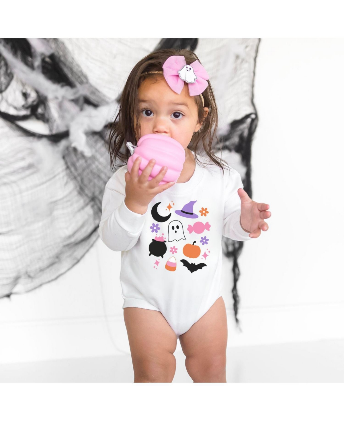 Sweet Wink Baby Girls Halloween Fun Long Sleeve Romper