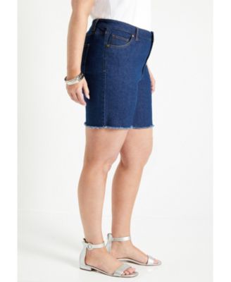 June + Vie Women's June + Vie Raw Hem Curvie Fit Denim Shorts