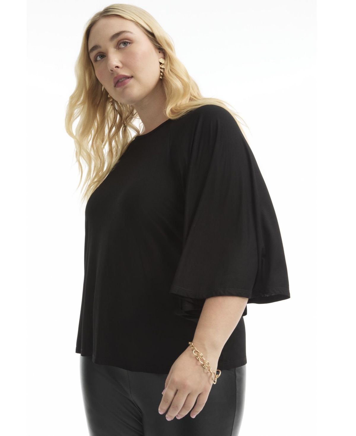 June + Vie Women's Flared Raglan Sleeve Breton Tee