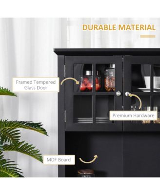 Wooden Kitchen Storage Cabinet with Adjustable Shelves for Dining Room and Pantry
