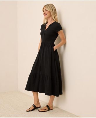 Women's Organic Cotton Relaxed Slub Henley Market Dress