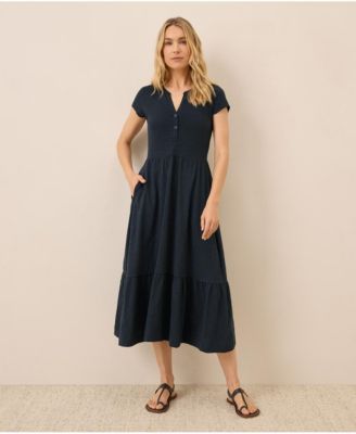 Women's Organic Cotton Relaxed Slub Henley Market Dress